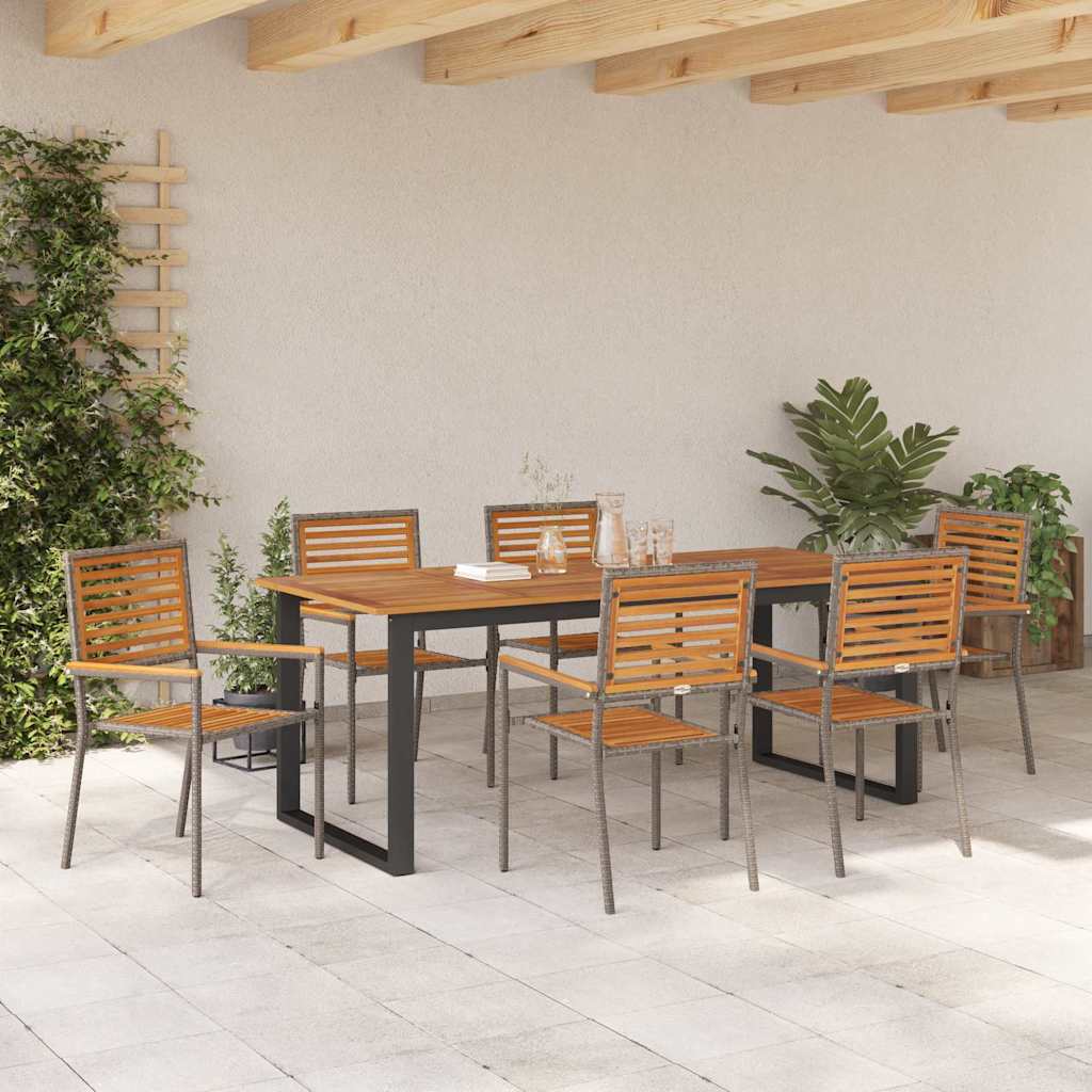 Garten Essgruppe 7 pcs Grau Massivholz Akazie