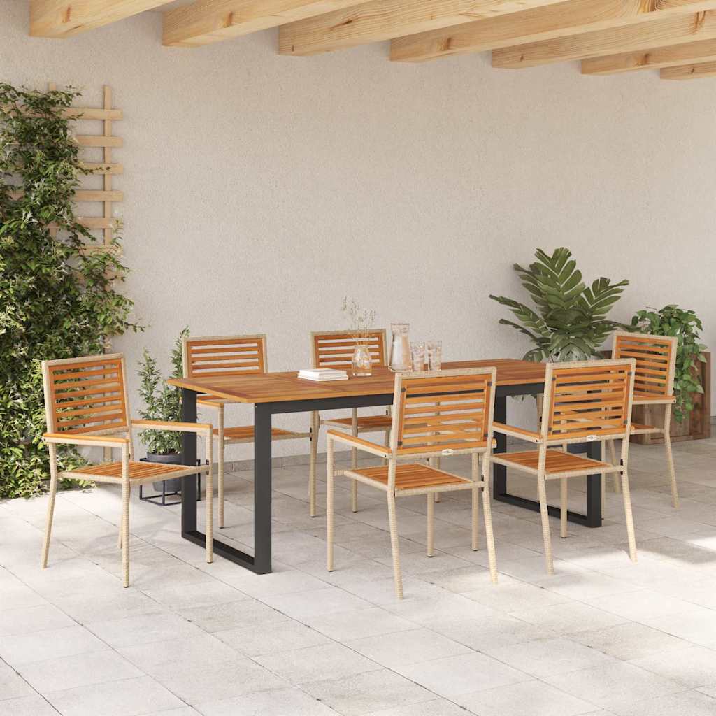 Garten Essgruppe 7 pcs Beige Massivholz Akazie