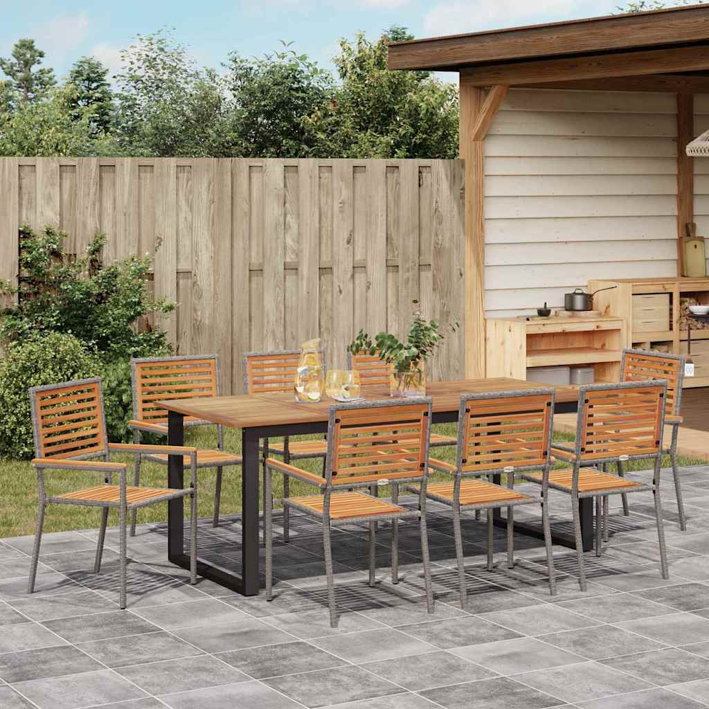 Garten Essgruppe 9 pcs Grau Massivholz Akazie