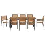 Garten Essgruppe 9 pcs Grau Massivholz Akazie