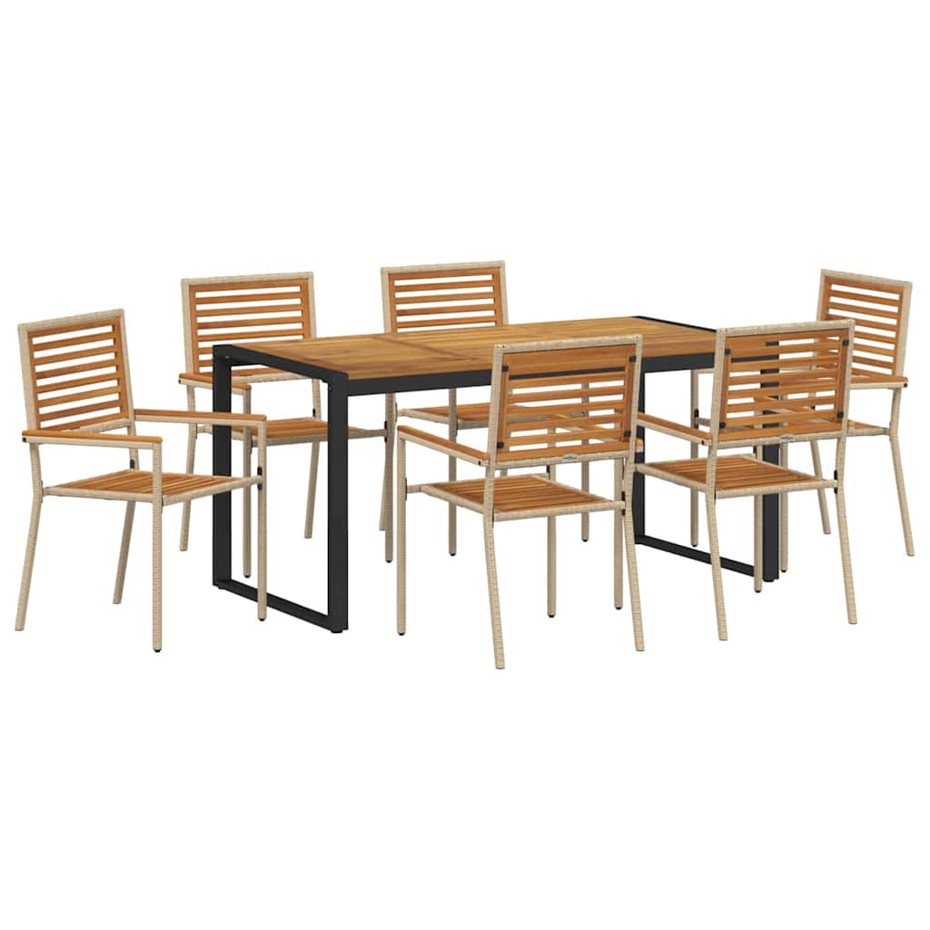 Garten Essgruppe 7 pcs Beige und Braun Poly-Rattan