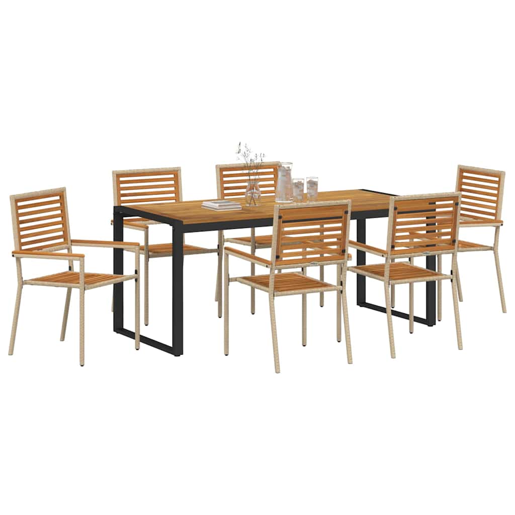 Garten Essgruppe 7 pcs Beige und Braun Poly-Rattan