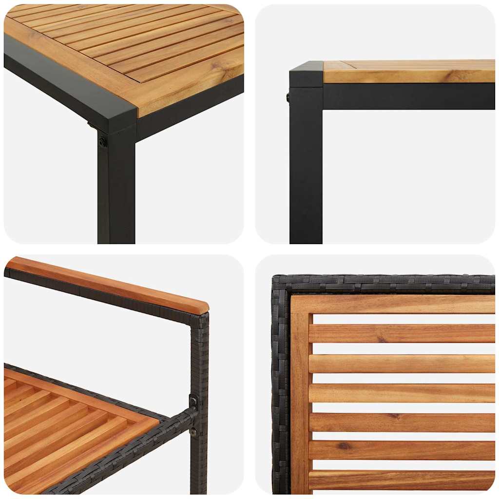 Garten Essgruppe 9 pcs Schwarz und Braun Poly-Rattan