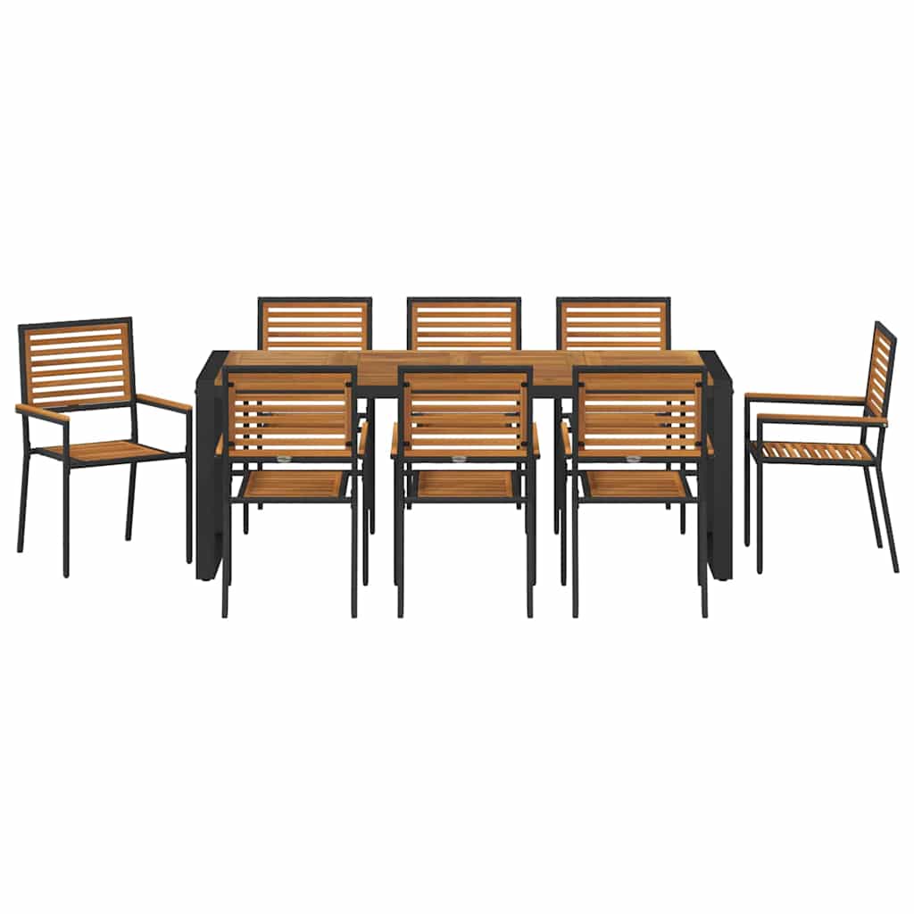 Garten Essgruppe 9 pcs Schwarz und Braun Poly-Rattan