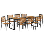 Garten Essgruppe 9 pcs Schwarz und Braun Poly-Rattan