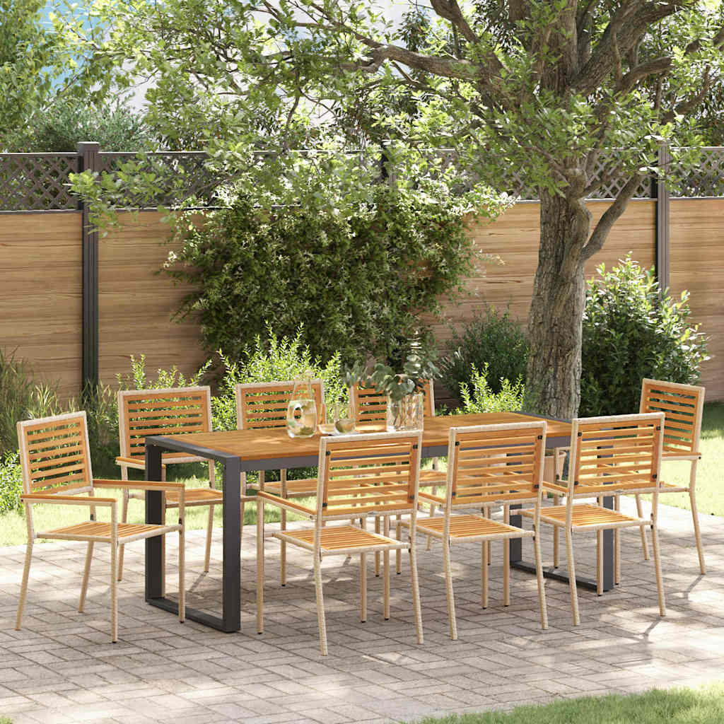 Garten Essgruppe 9 pcs Beige und Braun Poly-Rattan