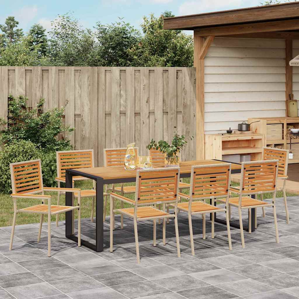 Garten Essgruppe 9 pcs Beige und Braun Poly-Rattan