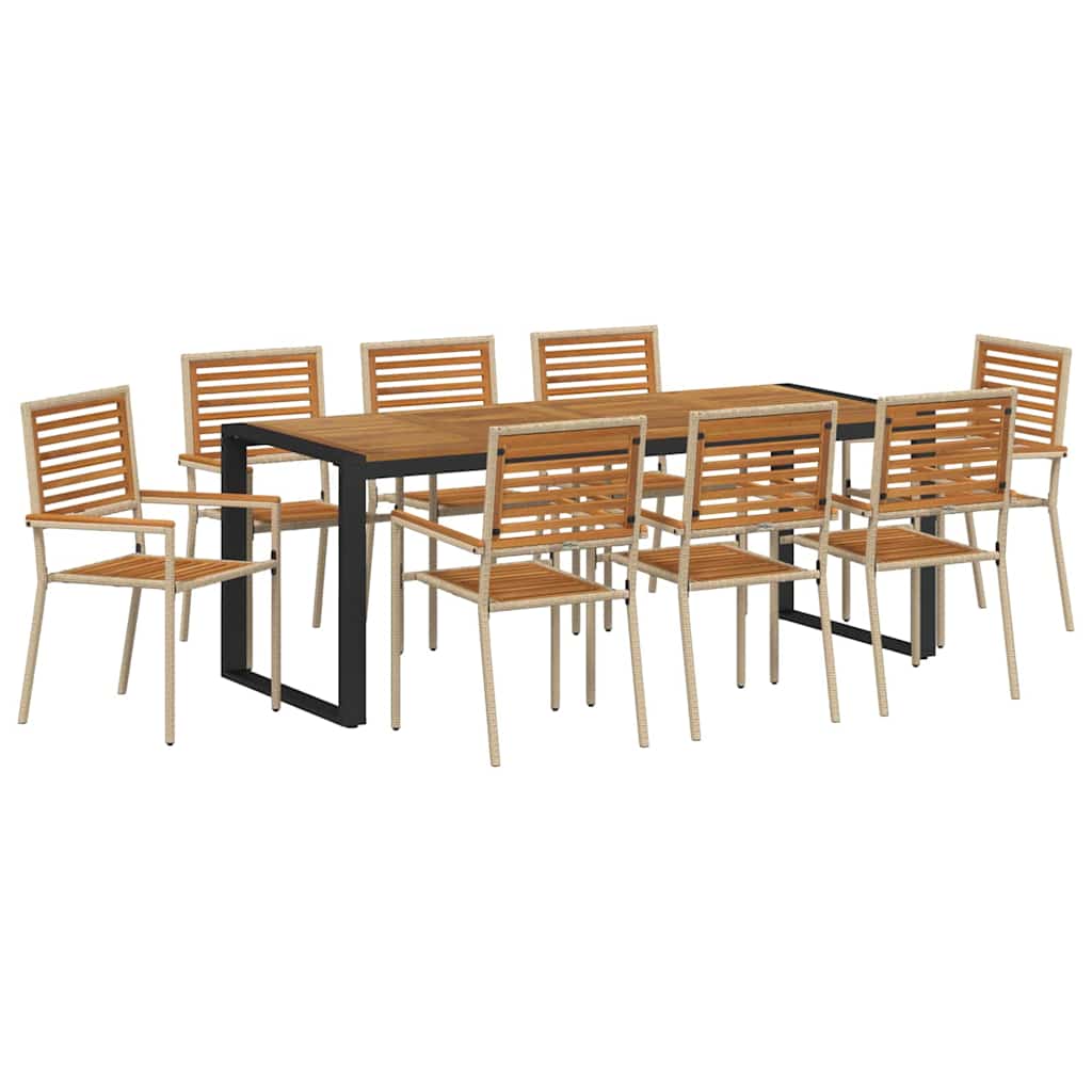 Garten Essgruppe 9 pcs Beige und Braun Poly-Rattan