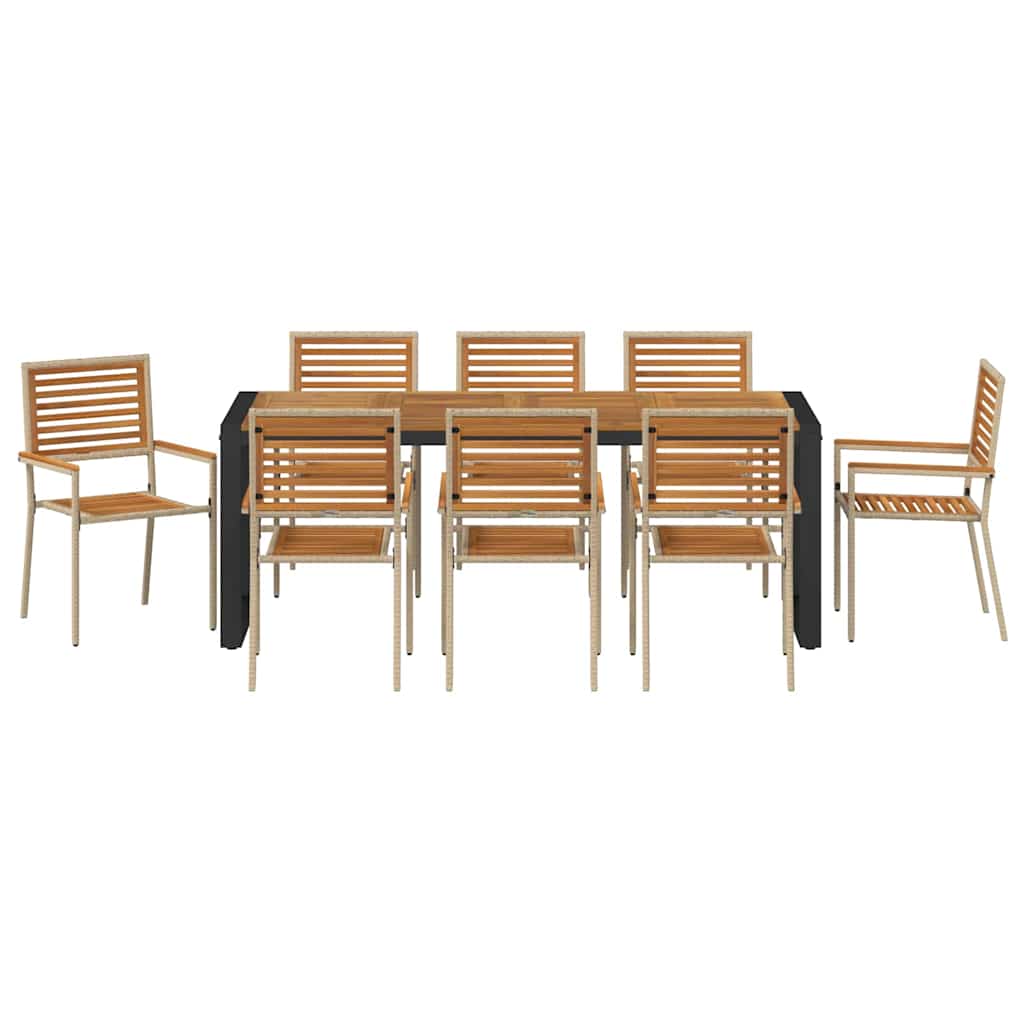Garten Essgruppe 9 pcs Beige und Braun Poly-Rattan