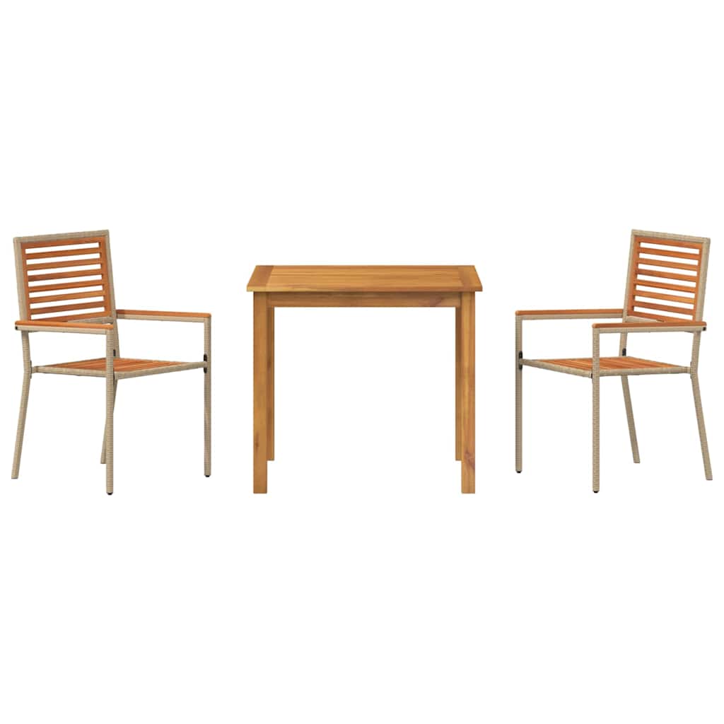 Garten Essgruppe 3 pcs Beige Massivholz Akazie