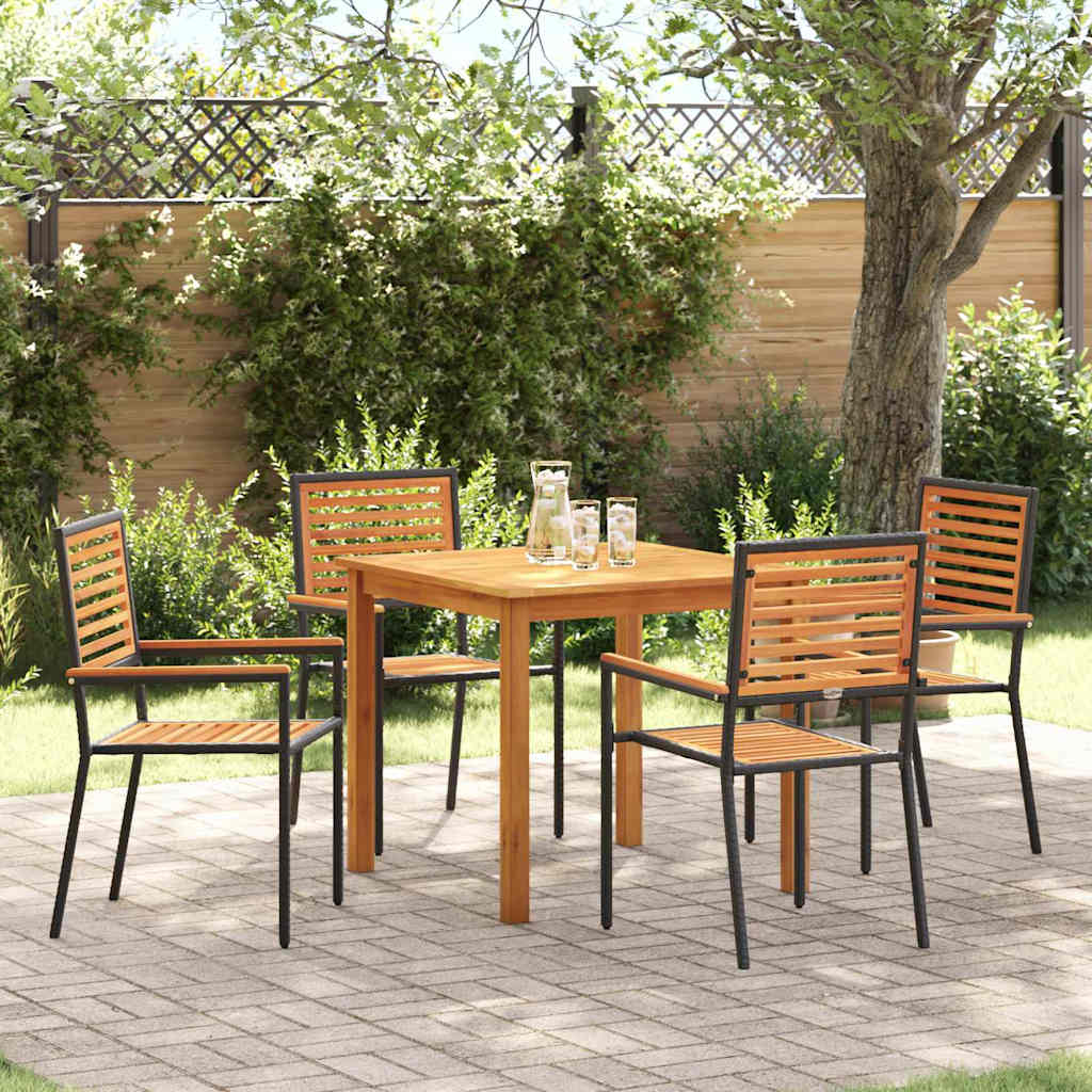 Garten Essgruppe 5 pcs Schwarz Massivholz Akazie