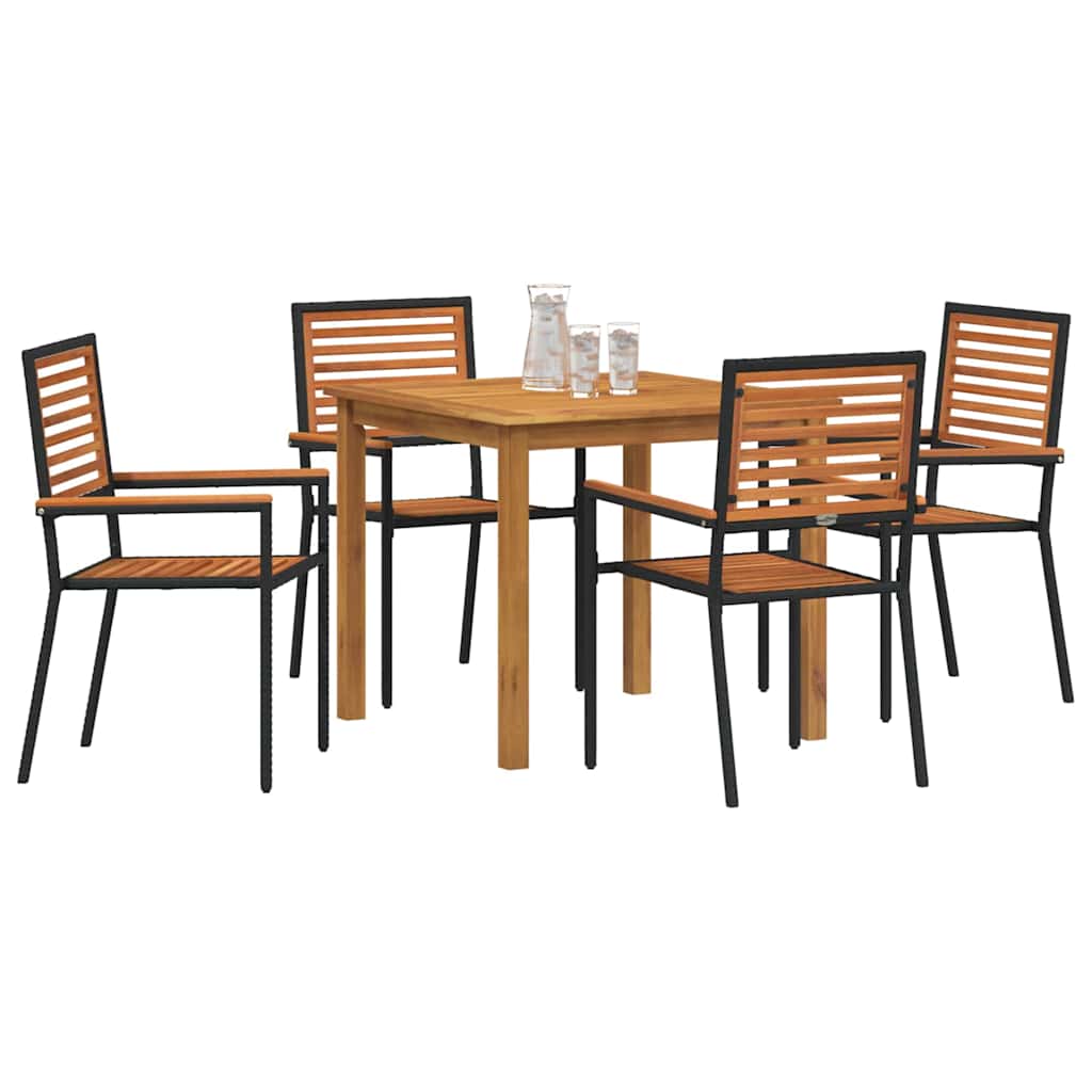 Garten Essgruppe 5 pcs Schwarz Massivholz Akazie