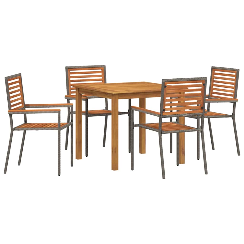 Garten Essgruppe 5 pcs Grau Massivholz Akazie