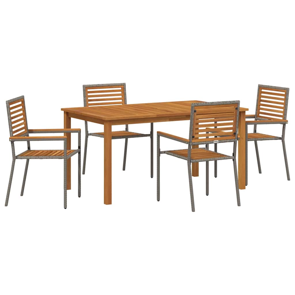 Garten Essgruppe 5 pcs Grau Massivholz Akazie