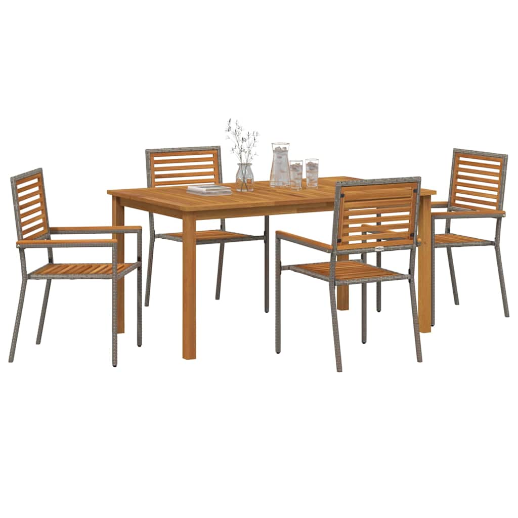 Garten Essgruppe 5 pcs Grau Massivholz Akazie