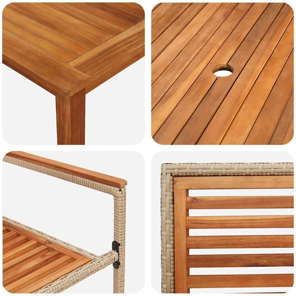 Garten Essgruppe 7 pcs Beige Massivholz Akazie