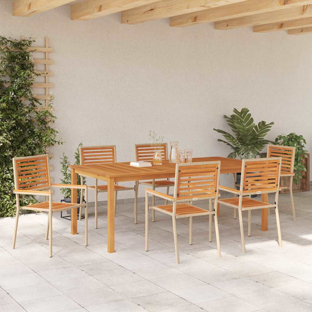 Garten Essgruppe 7 pcs Beige Massivholz Akazie