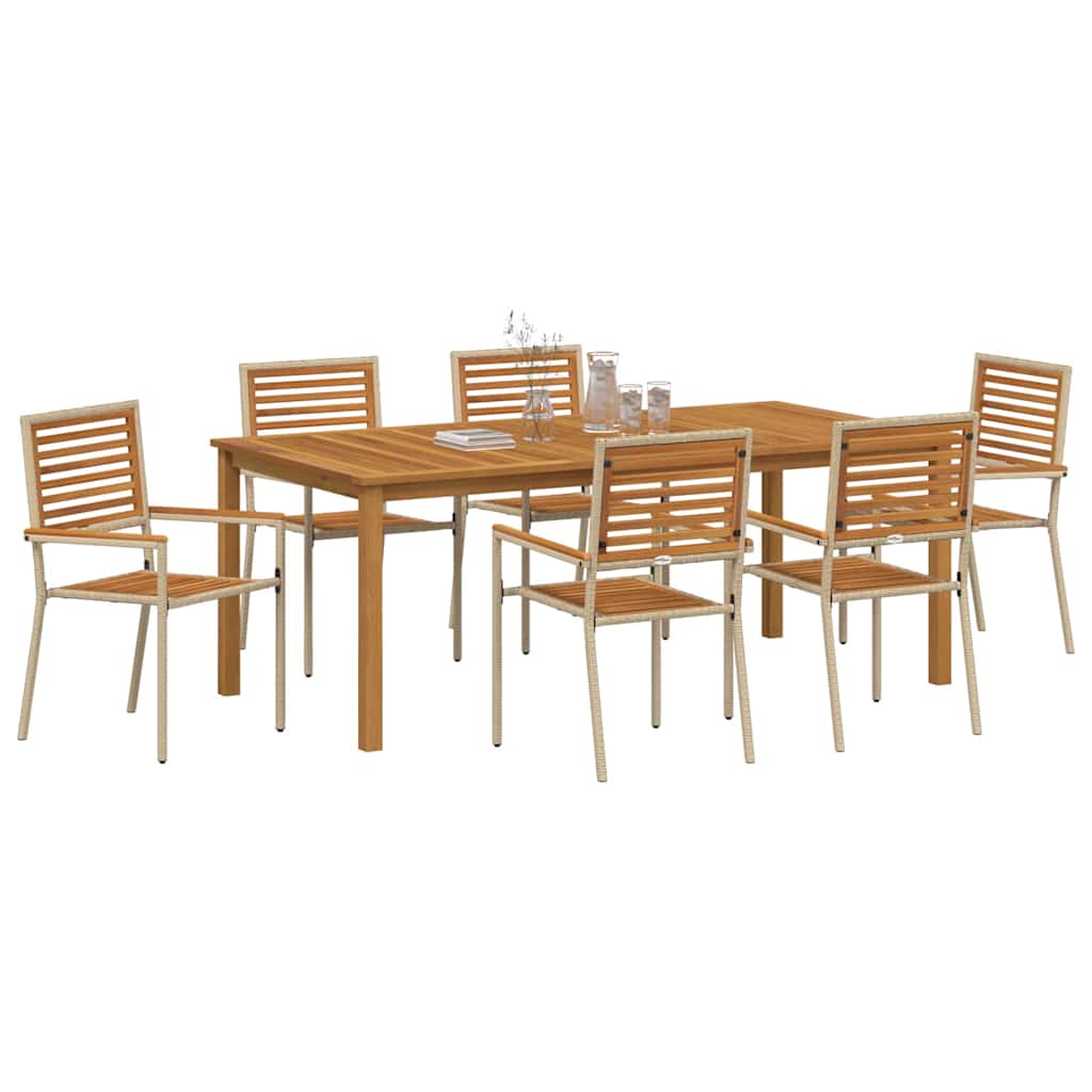 Garten Essgruppe 7 pcs Beige Massivholz Akazie