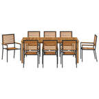 Garten Essgruppe 9 pcs Schwarz Massivholz Akazie