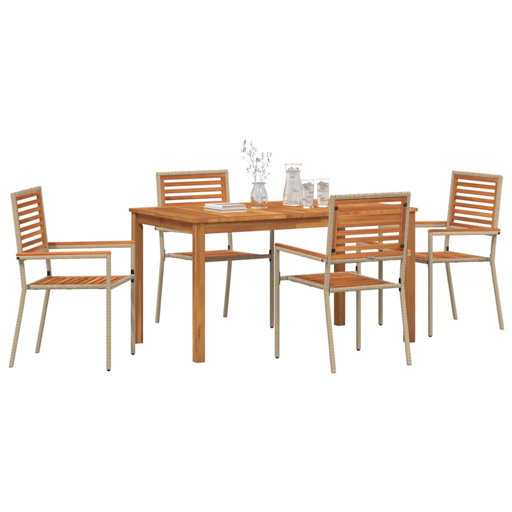 Garten Essgruppe 5 pcs Beige Massivholz Akazie
