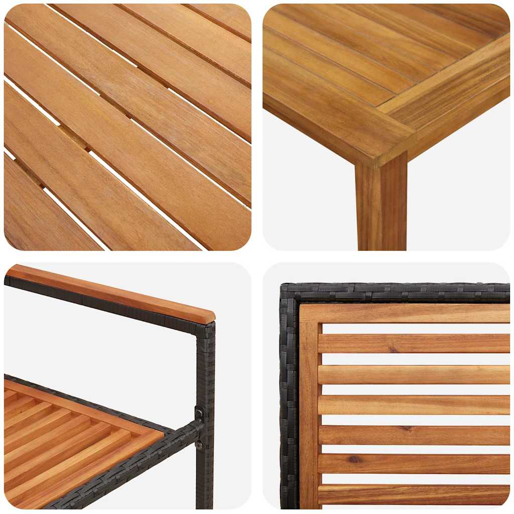 Garten Essgruppe 7 pcs Schwarz Massivholz Akazie
