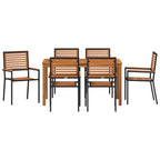 Garten Essgruppe 7 pcs Schwarz Massivholz Akazie