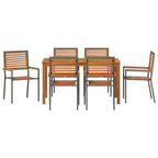 Garten Essgruppe 7 pcs Grau Massivholz Akazie