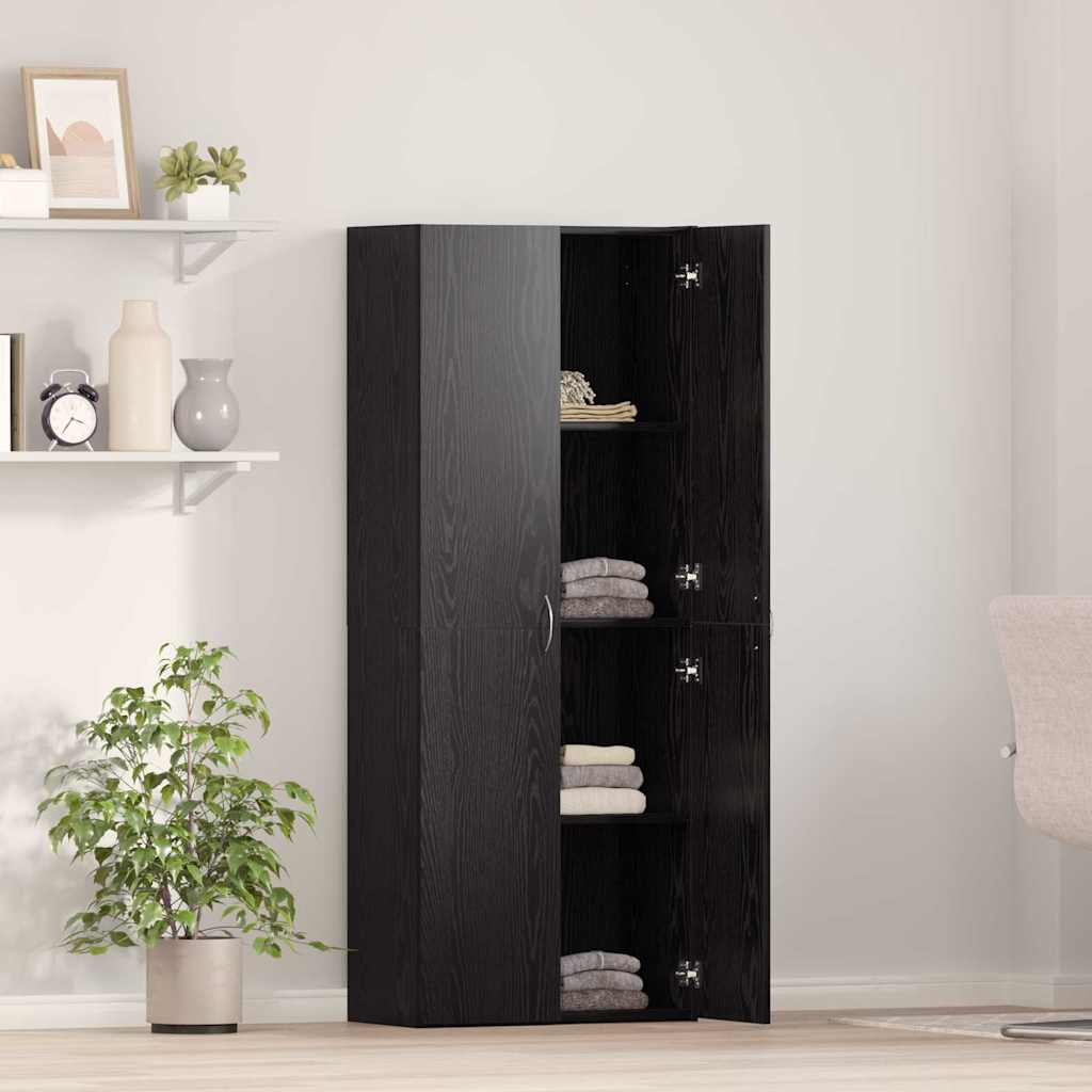 Büroschrank Schwarz Eichen-Optik 60 x 32 x 152,5 cm
