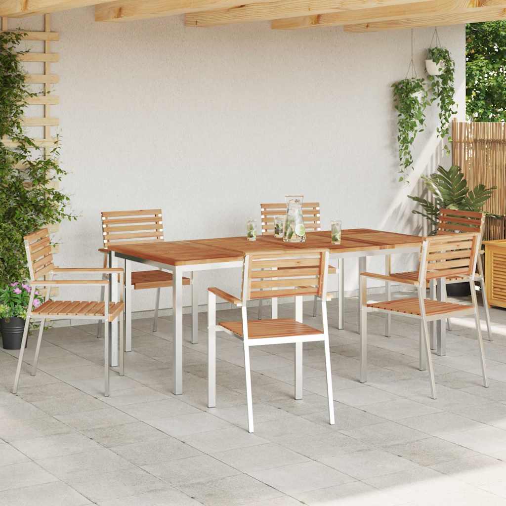 Garten Essgruppe 7 pcs Braun Massivholz Teak