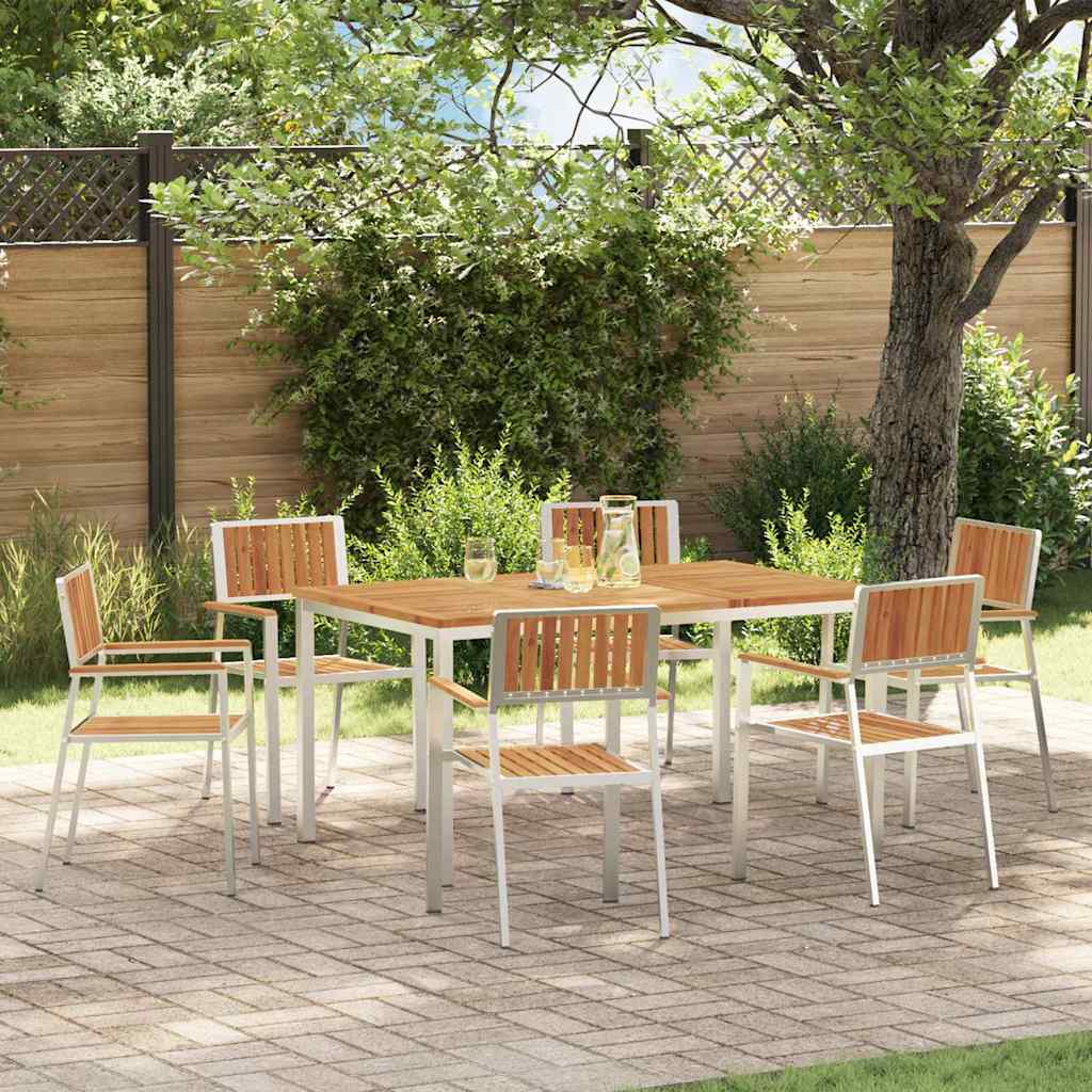 Outdoortisch-Set 7 pcs Braun Massivholz Akazie