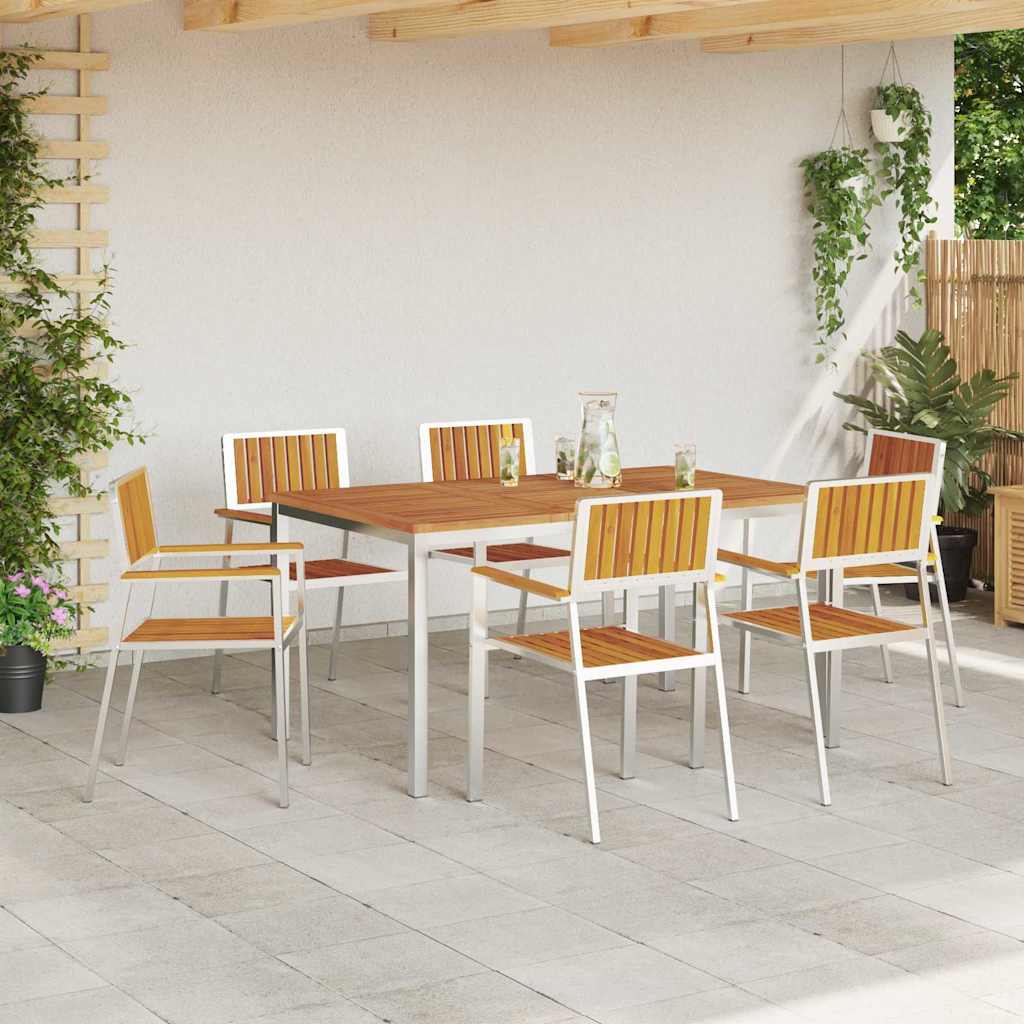 Outdoortisch-Set 7 pcs Braun Massivholz Akazie