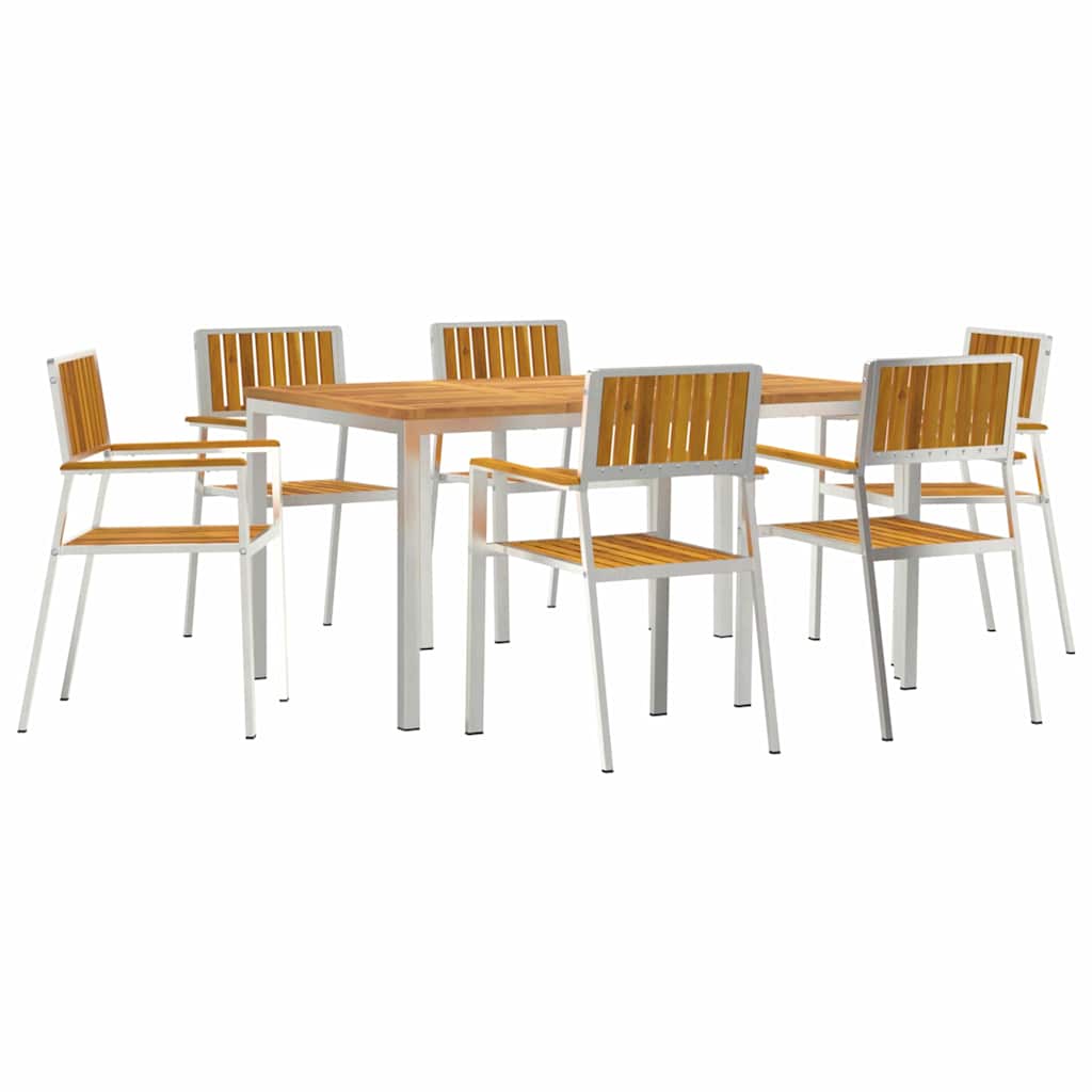Outdoortisch-Set 7 pcs Braun Massivholz Akazie