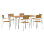 Outdoortisch-Set 7 pcs Braun Massivholz Akazie