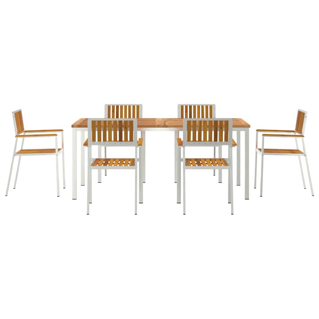 Outdoortisch-Set 7 pcs Braun Massivholz Akazie