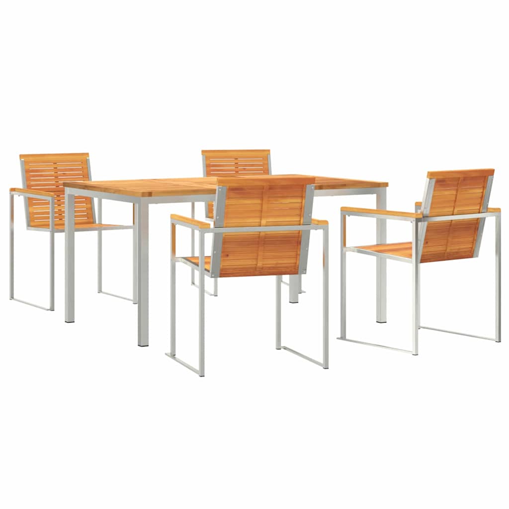 Garten Essgruppe 5 pcs Braun Massivholz Akazie