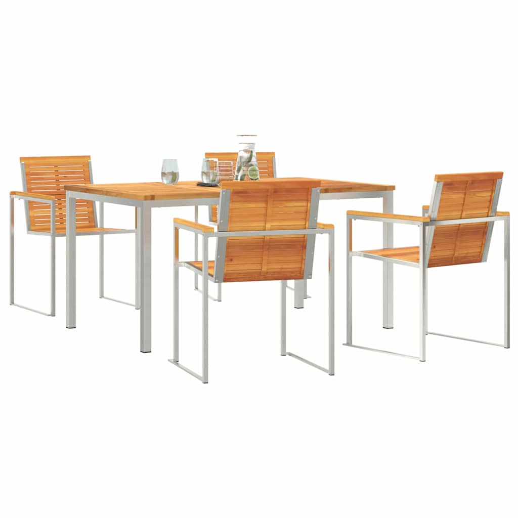 Garten Essgruppe 5 pcs Braun Massivholz Akazie
