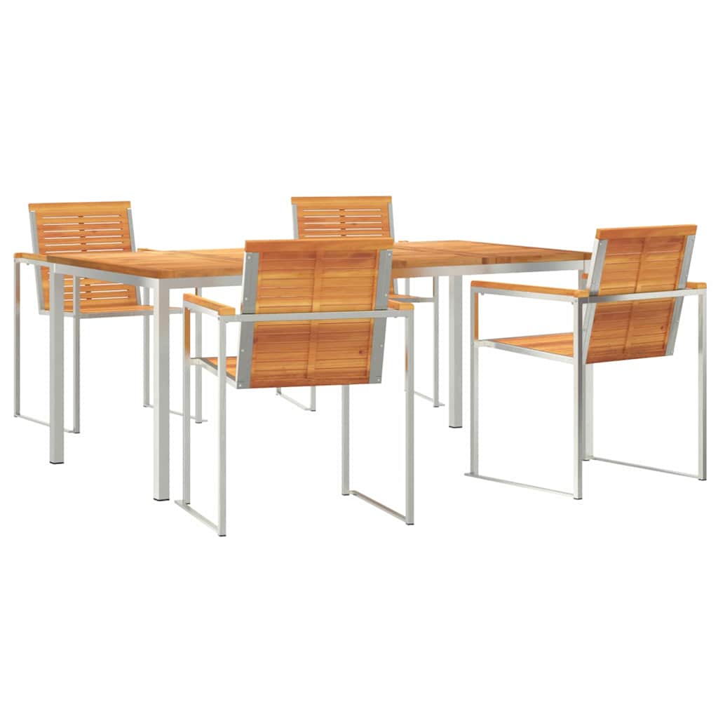 Garten Essgruppe 5 pcs Braun Massivholz Akazie