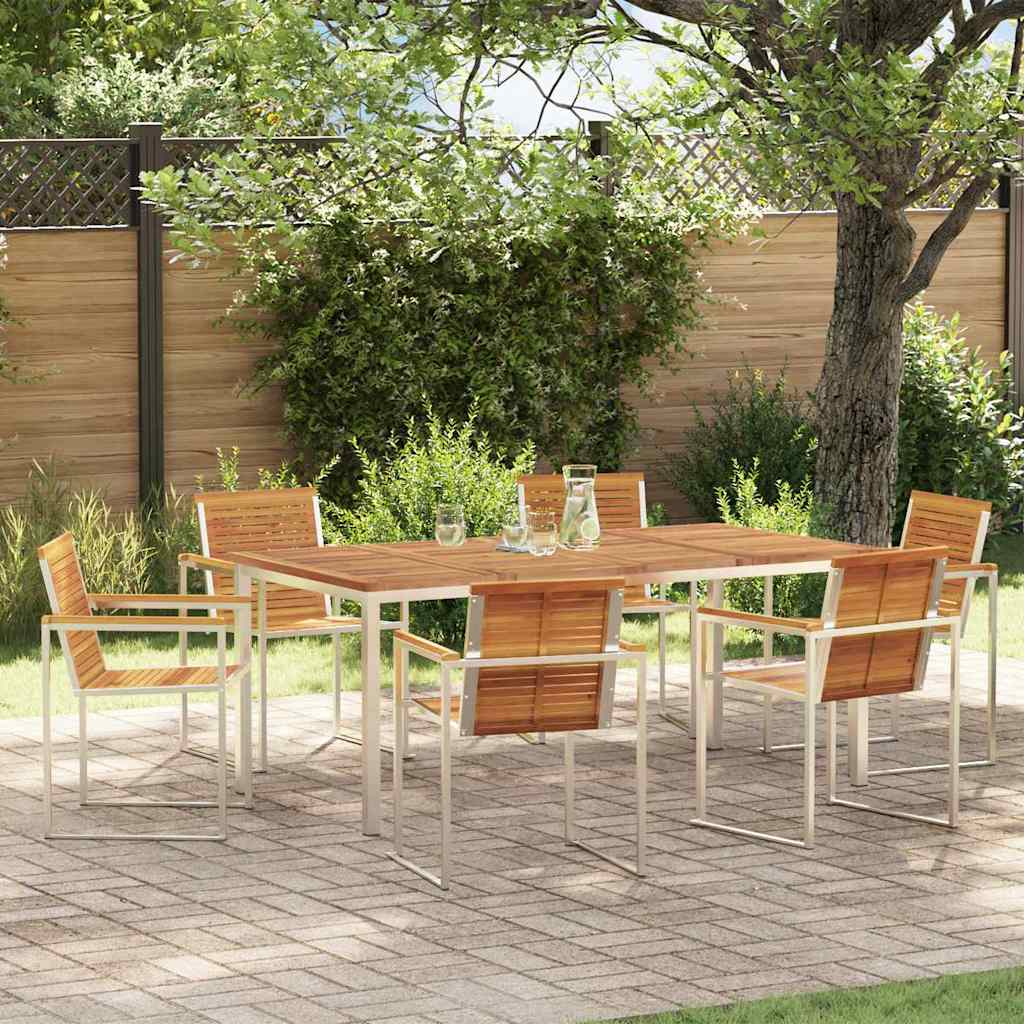 Garten Essgruppe 7 pcs Braun Massivholz Akazie