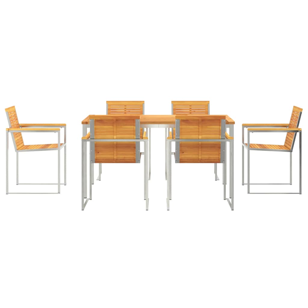 Garten Essgruppe 7 pcs Braun Massivholz Akazie