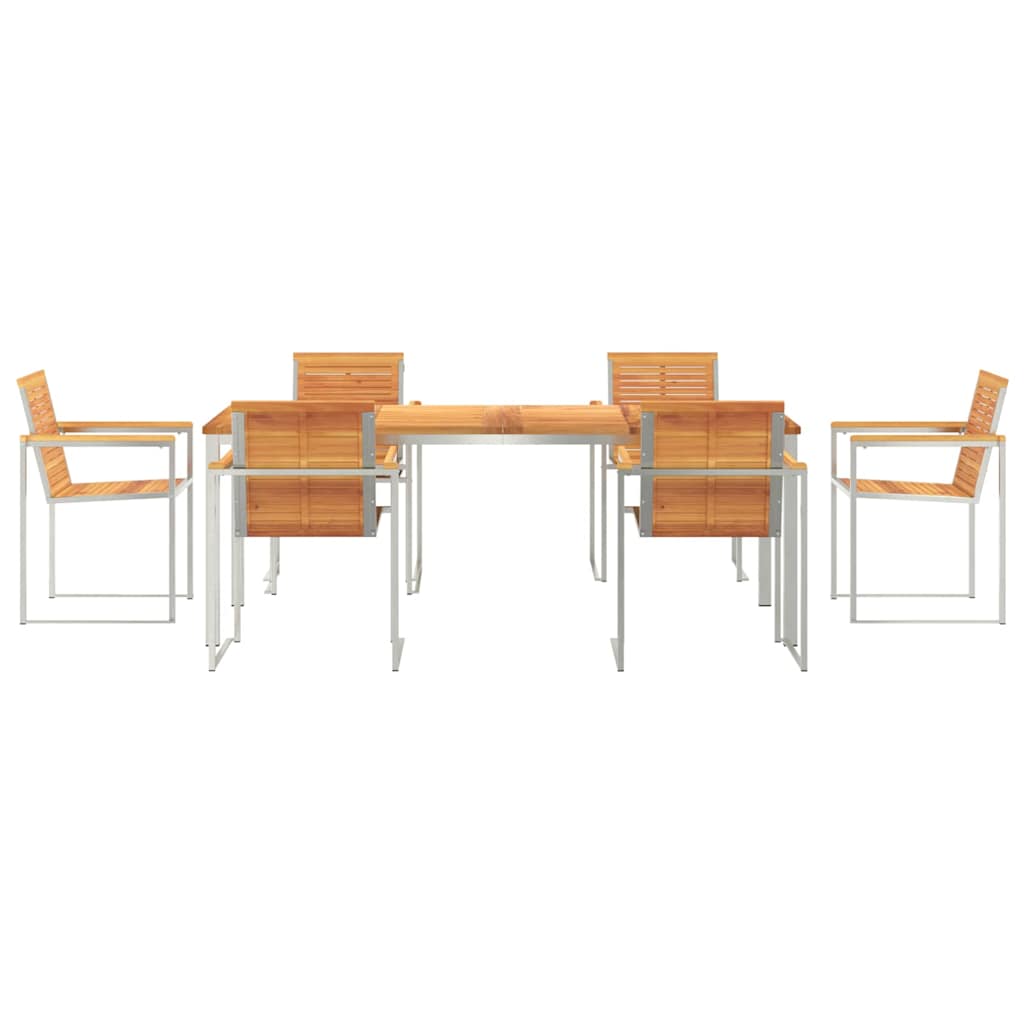 Garten Essgruppe 7 pcs Braun Massivholz Akazie