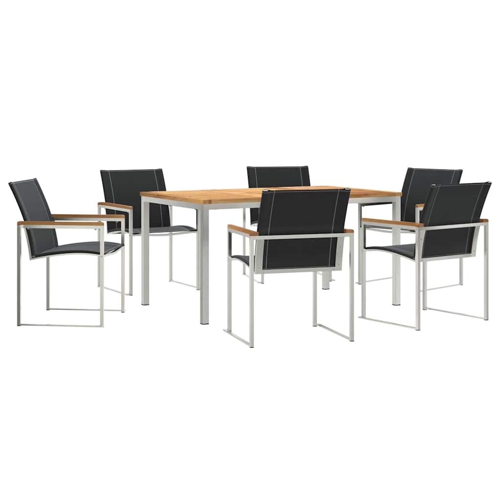 Garten Essgruppe 7 pcs Braun Massivholz Akazie