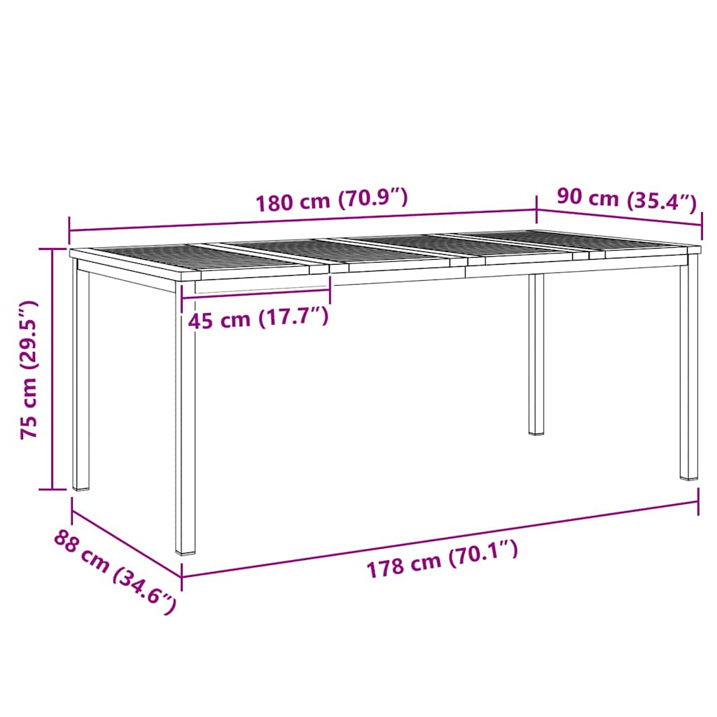 Garten Essgruppe 5 pcs Braun Massivholz Akazie