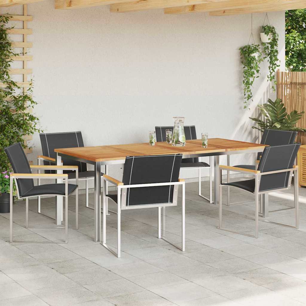 Garten Essgruppe 7 pcs Braun Massivholz Akazie