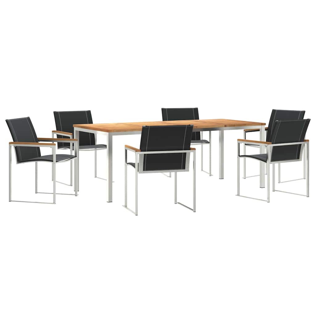 Garten Essgruppe 7 pcs Braun Massivholz Akazie