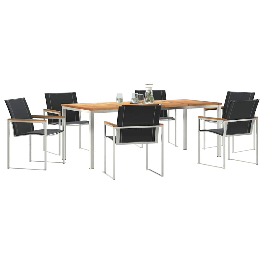 Garten Essgruppe 7 pcs Braun Massivholz Akazie