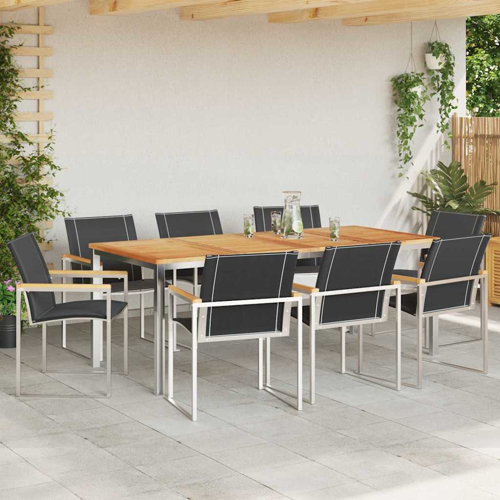 Garten Essgruppe 9 pcs Braun Massivholz Akazie