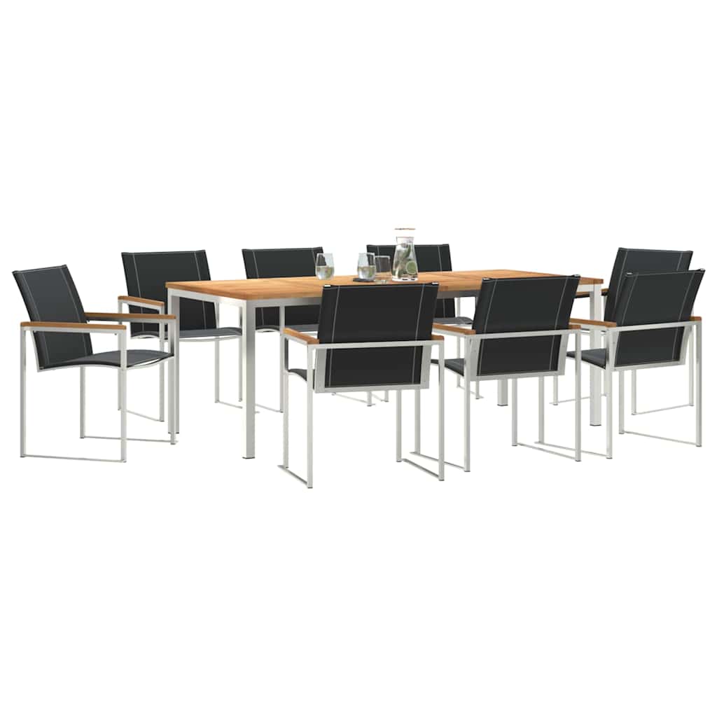Garten Essgruppe 9 pcs Braun Massivholz Akazie