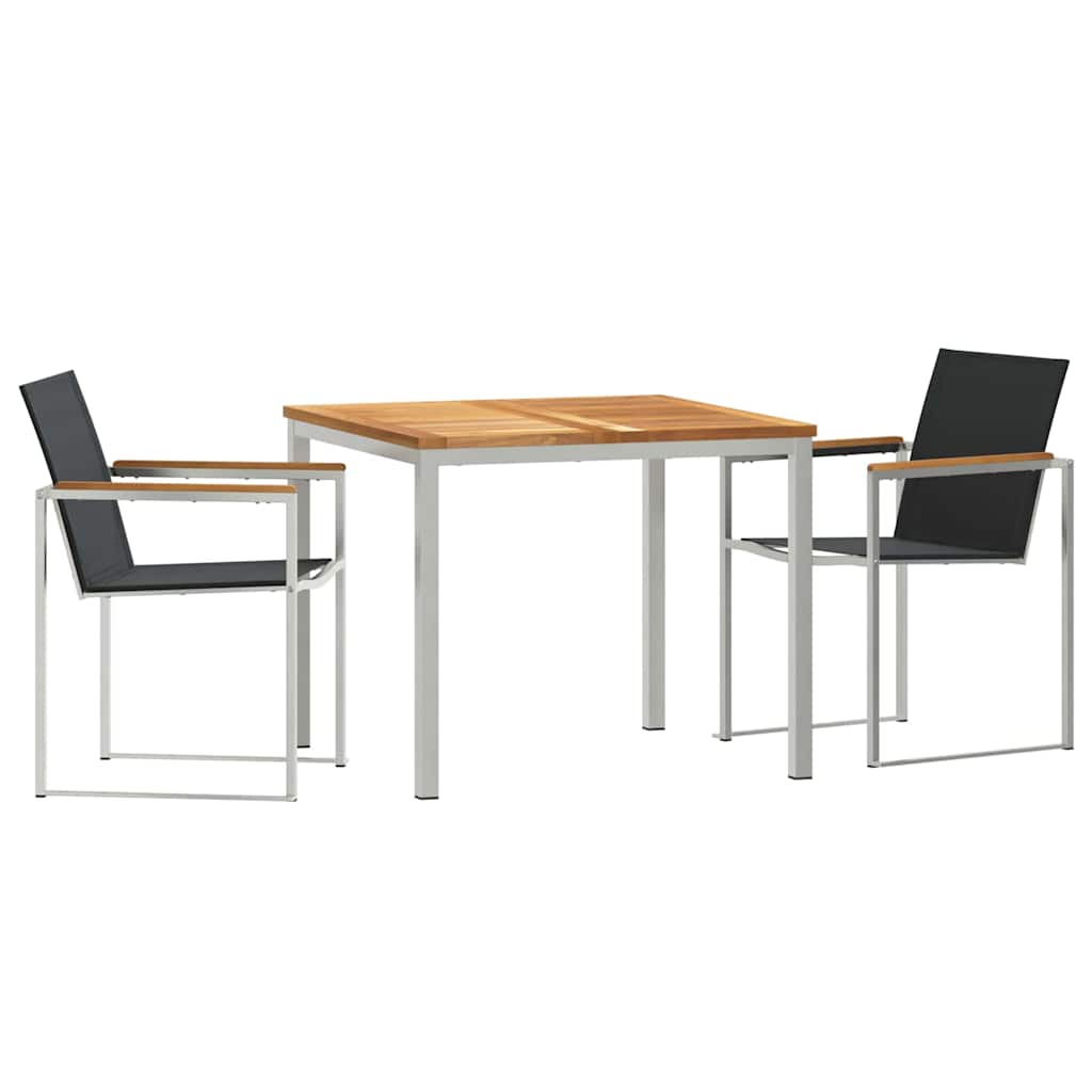 Garten Essgruppe 3 pcs Braun Massivholz Teak