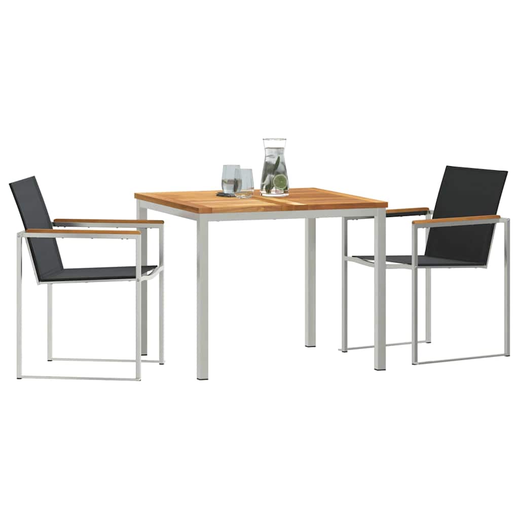 Garten Essgruppe 3 pcs Braun Massivholz Teak