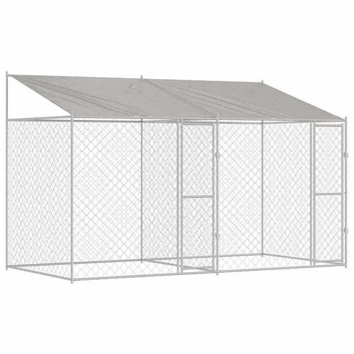 Hundekäfig Silber 400 x 200 x 256 cm Verzinkter Stahl